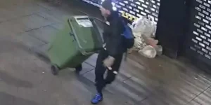 Çöp bidonuyla binlerce dolarlık kıyafet çalan hırsız