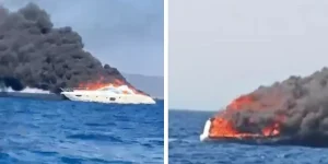 Bodrum’da 2 milyon dolarlık yat alev alev!
