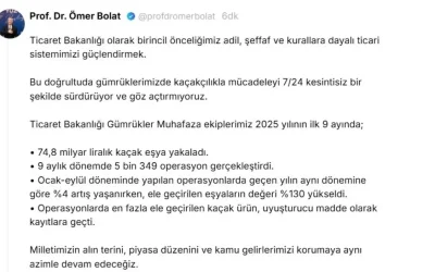 Ticaret Bakanı Bolat, Kaçakçılıkla Mücadelede Kararlılık Mesajı Verdi