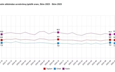 Ekim 2025’te işsizlik oranı %8,5’e geriledi.